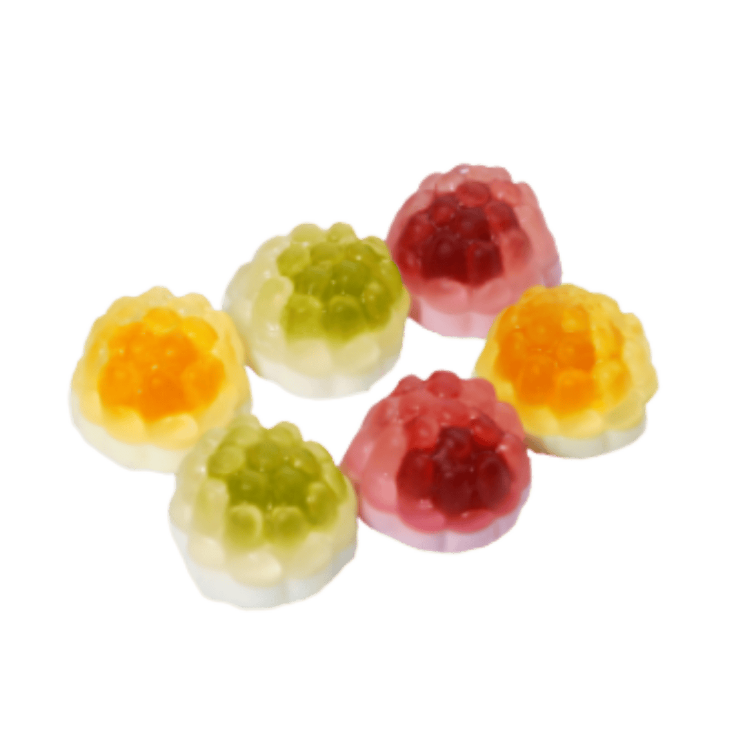 Colorful gummy candies on a transparent background