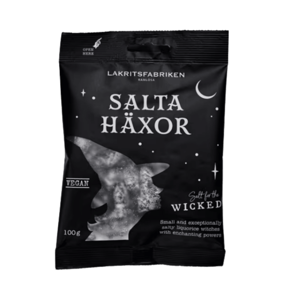 Black package with Salty Withces Swedish Candy