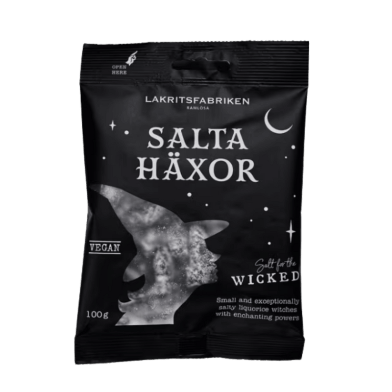 Black package with Salty Withces Swedish Candy