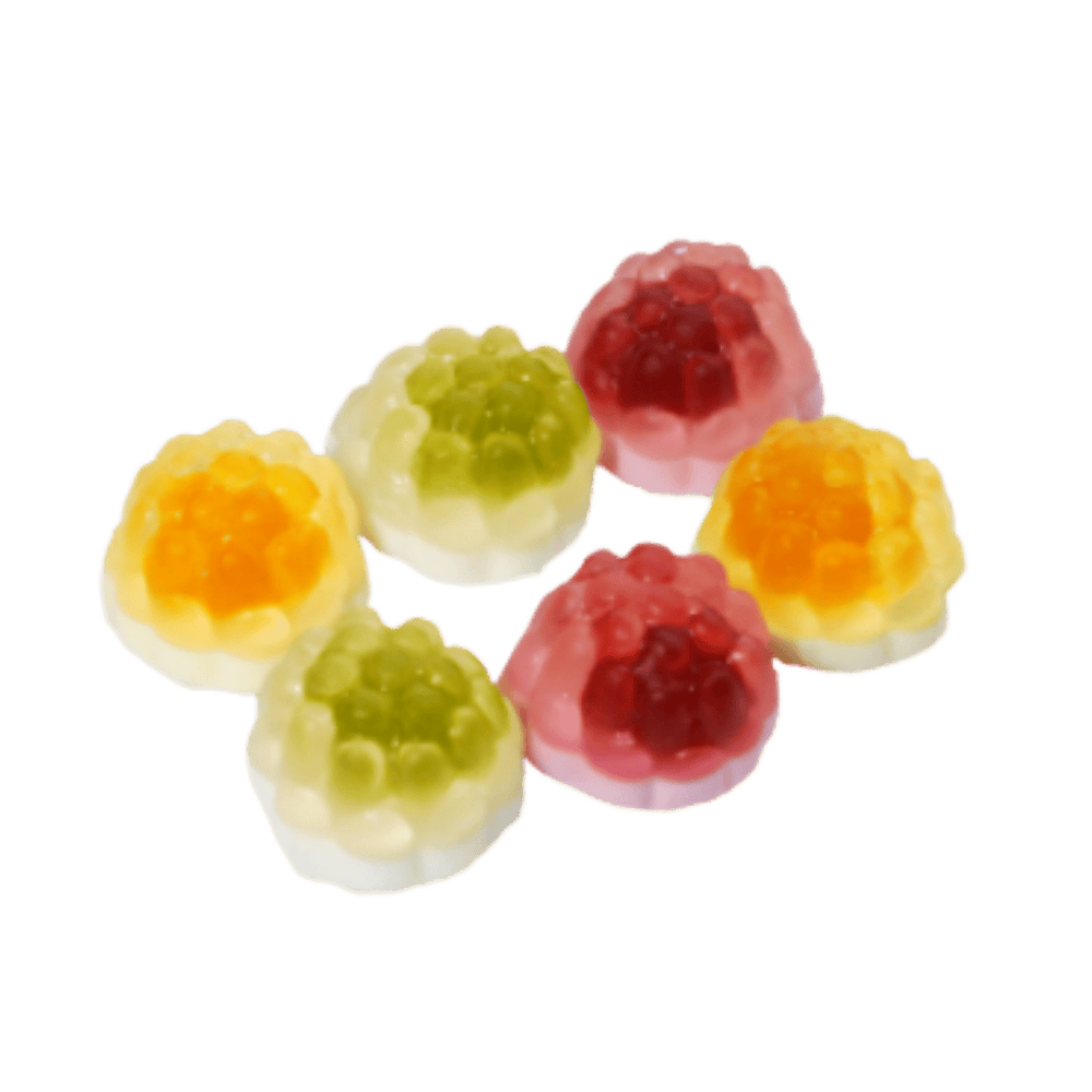 Colorful gummy candies on a transparent background