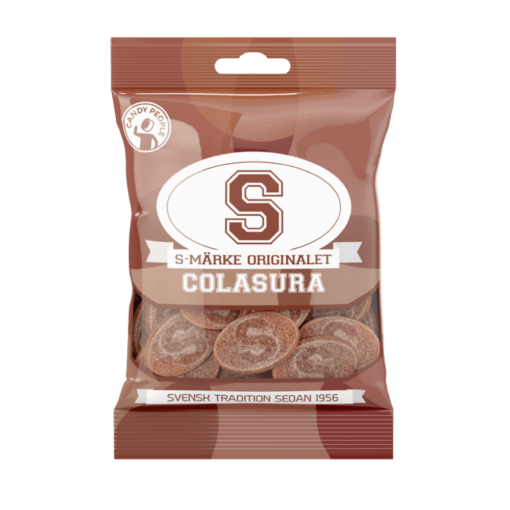 A package of S-brand Sour Cola gummy candies.