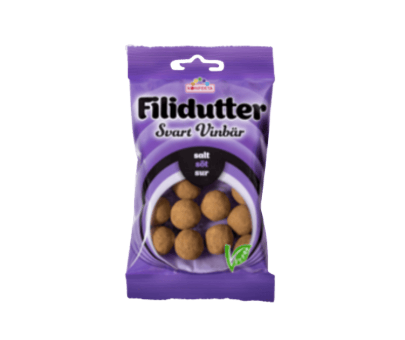 Purple package of Filidutter black lingonberries on a transparent background