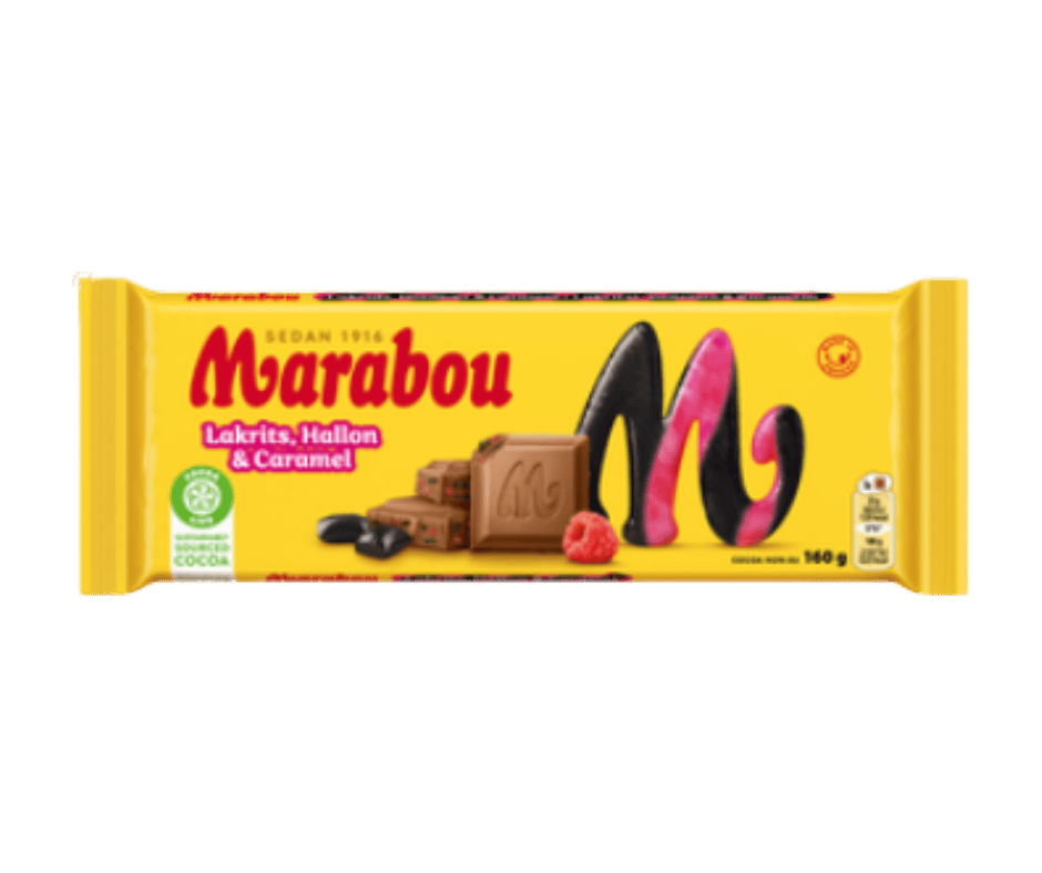 Marabou licorice raspberry caramel 160g
